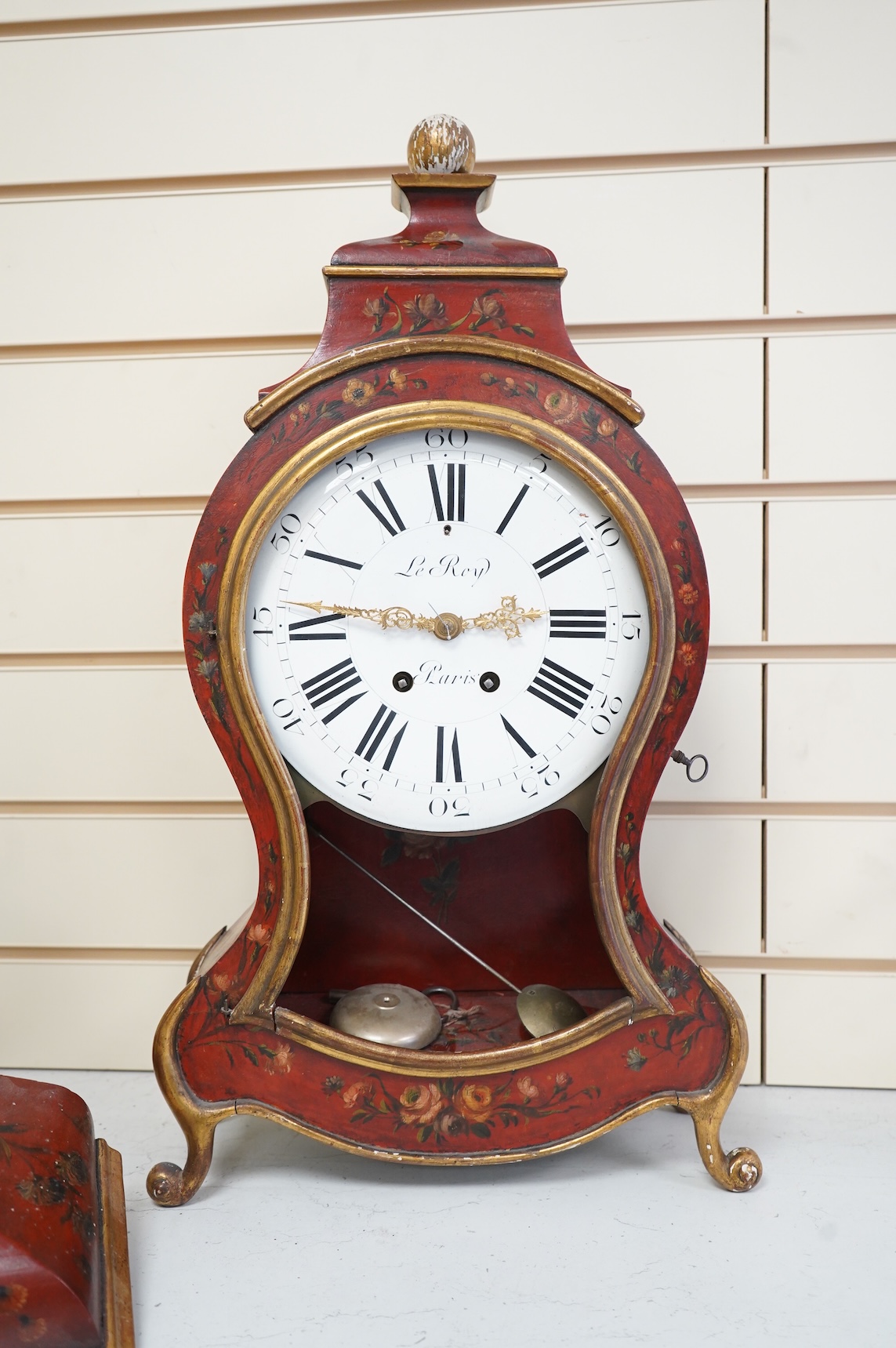 A Charles Le Roy, Paris bracket clock, striking on a bell, with key and pendulum, 58cm high